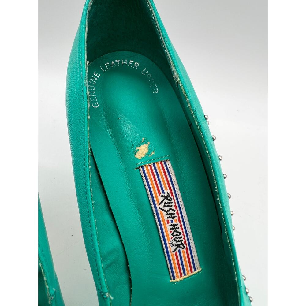 Vintage‎ Rush Hour Teal Leather Studded Pumps Women’s Size 5.5B - Picture 3 of 10
